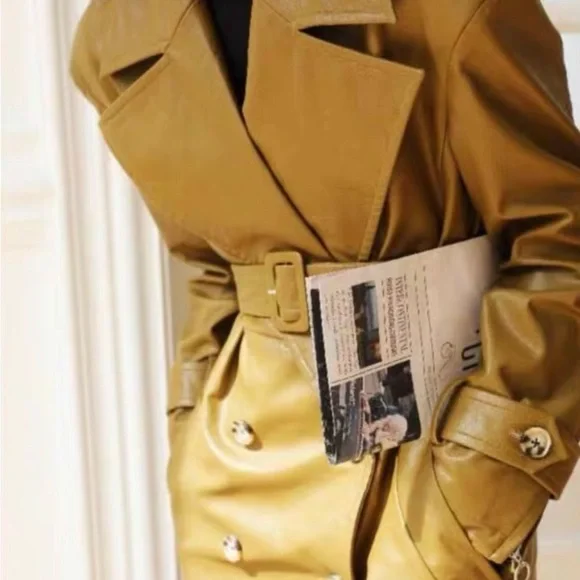 Long vegan leather jacket